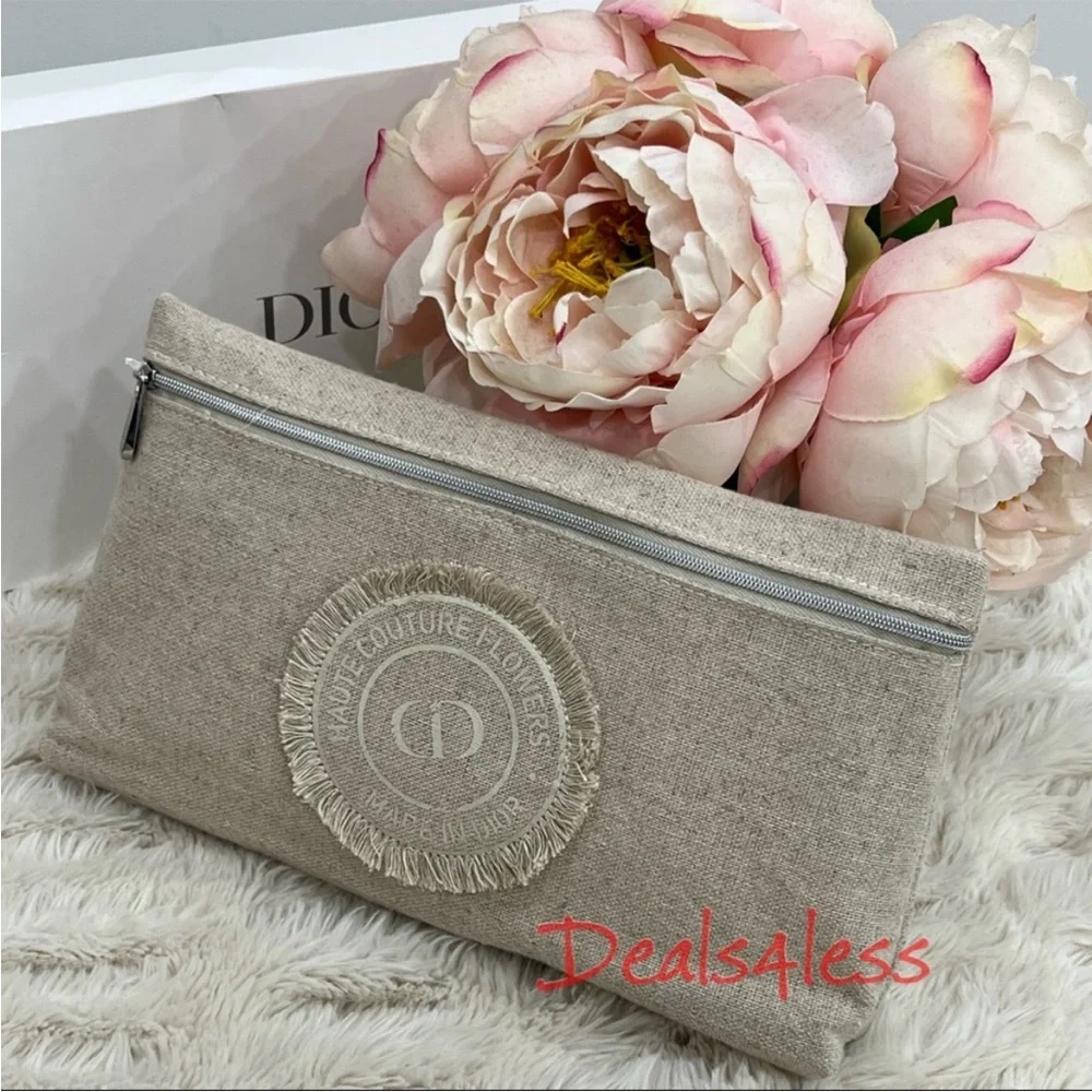 Dior Pouch Cosmetic Bag Travel Case Clutch Haute Couture Flowers Canvas NEW
